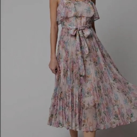 Anthropologie Easel Ruffle Chiffon Floral layered Tie Wrap Dress Size Large. NWT - Picture 8 of 15